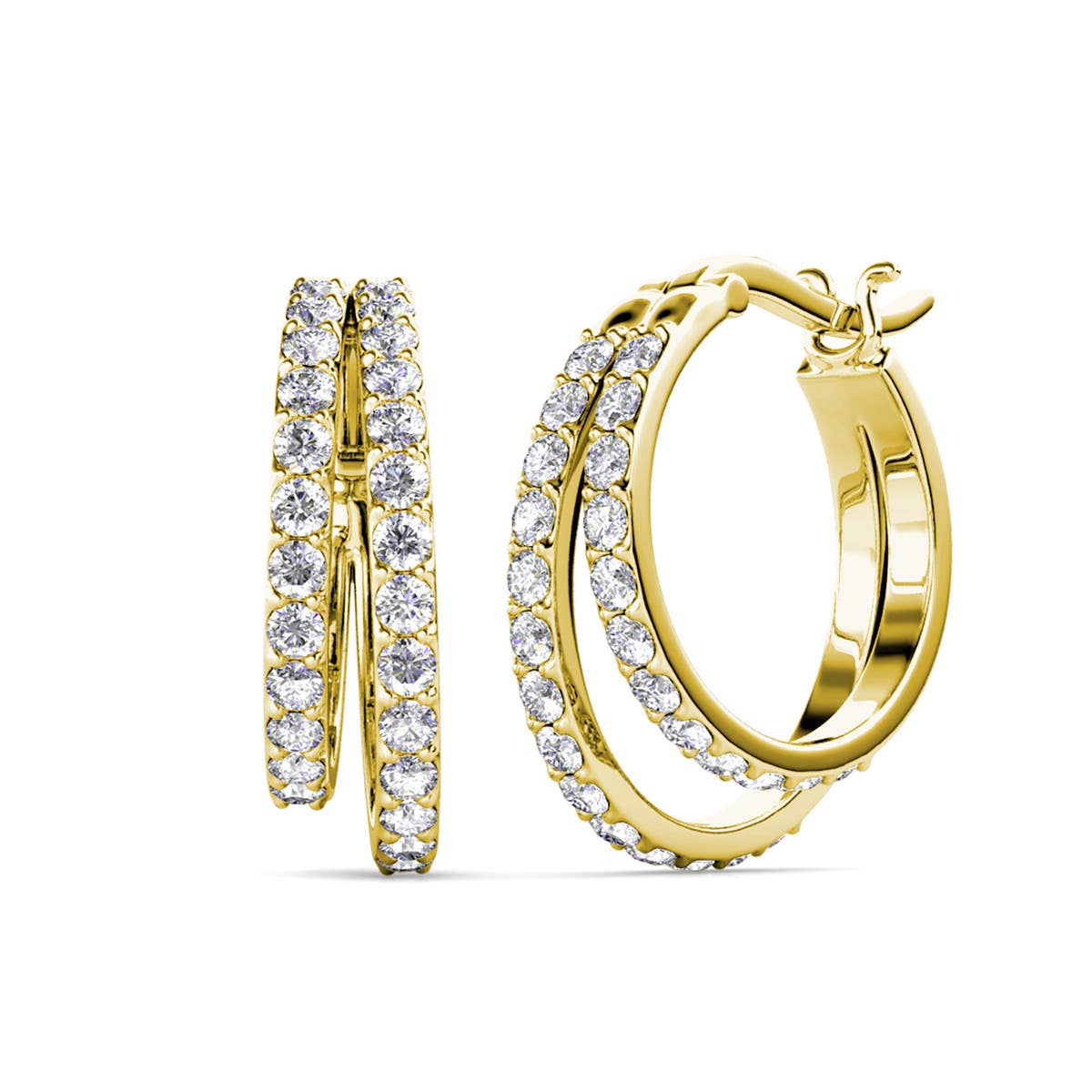 Duo Circlet Øreringe – Guld & Krystal - VELVET MOON 🌙