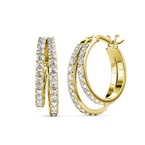 Duo Circlet Øreringe – Guld & Krystal - VELVET MOON 🌙