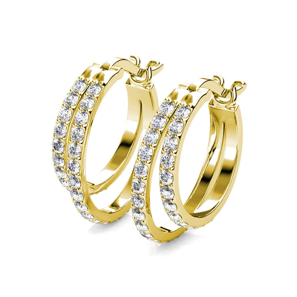 Duo Circlet Øreringe – Guld & Krystal - VELVET MOON 🌙