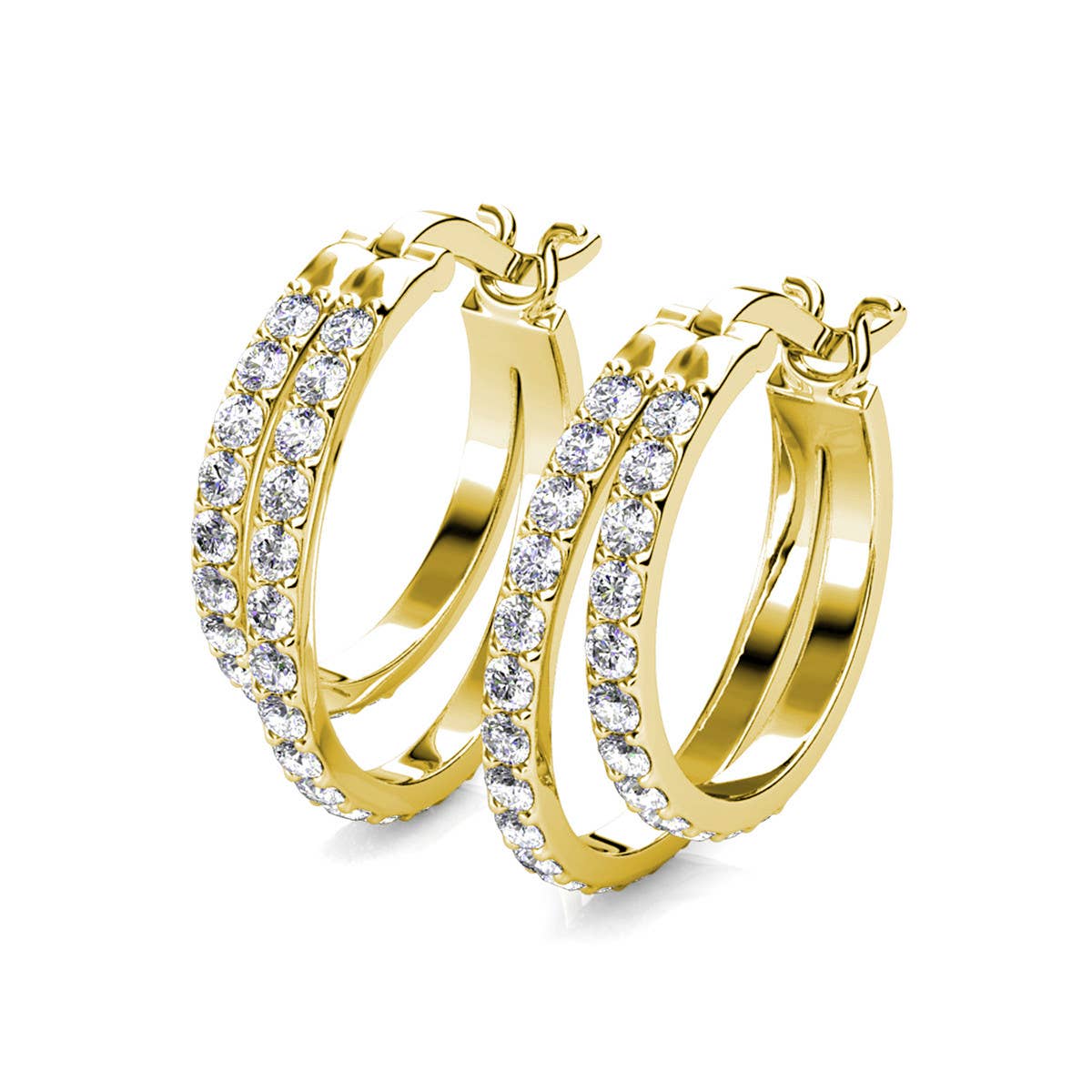 Duo Circlet Øreringe – Guld & Krystal - VELVET MOON 🌙