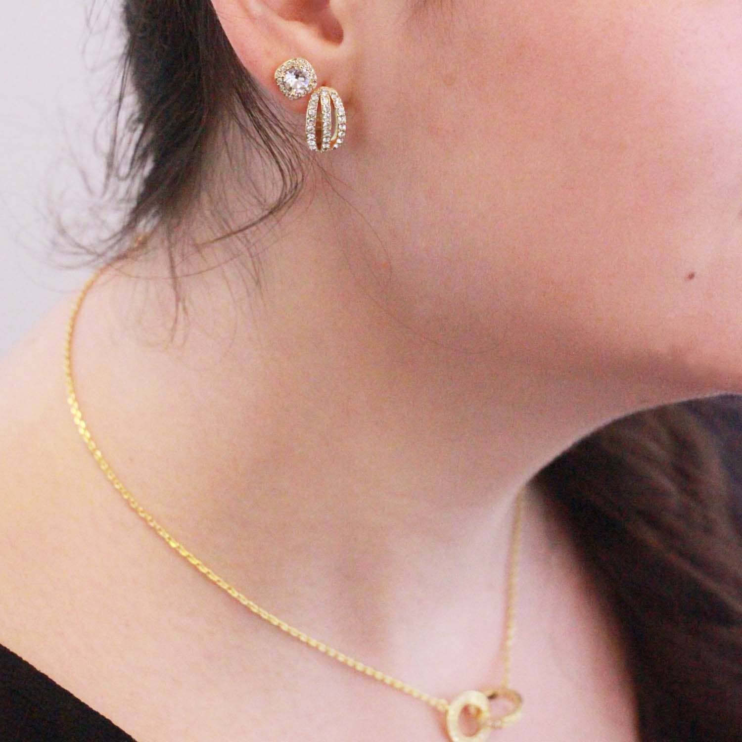 Elegante Øreringe - Guld og Krystal