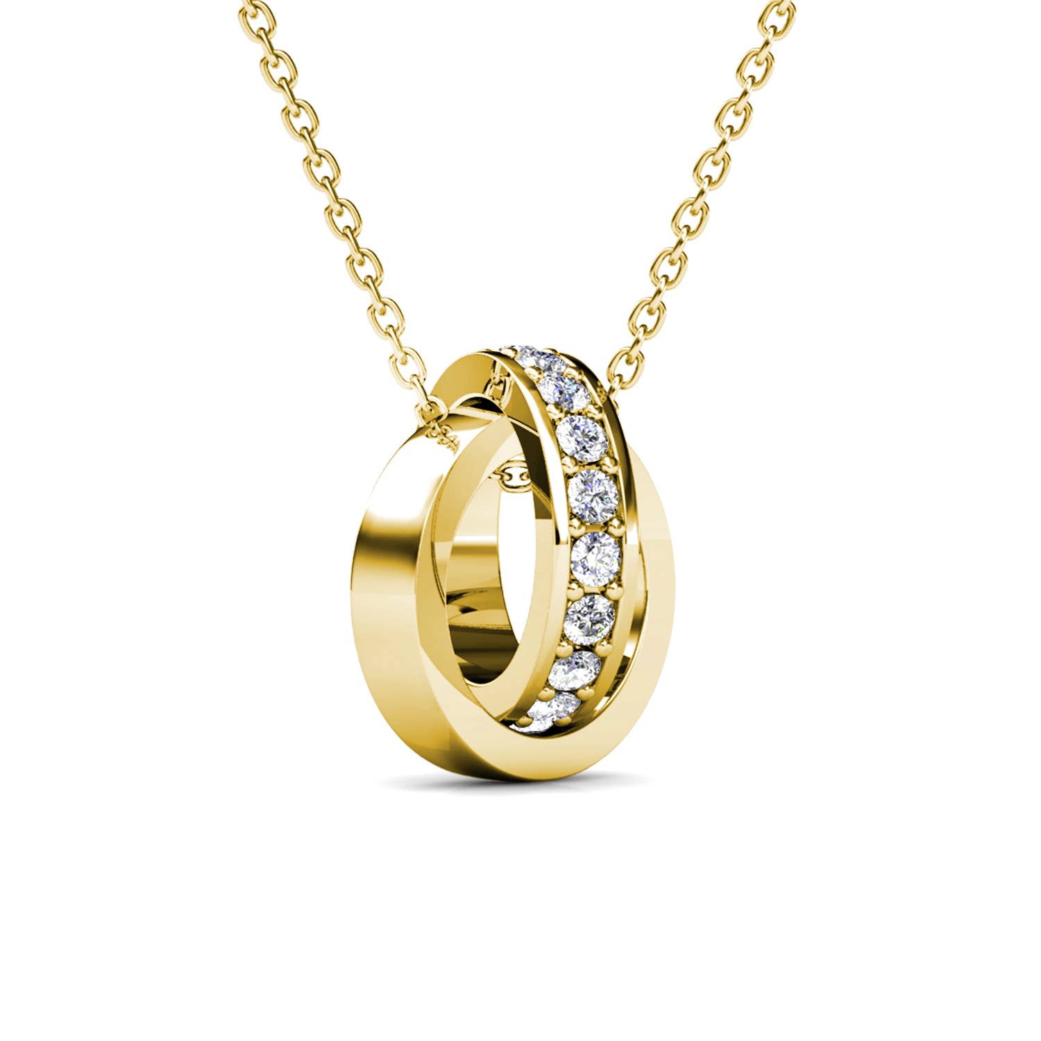 Circle hoop vedhæng - guld med krystaller